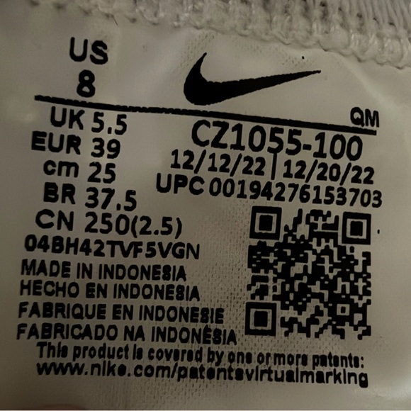 Nike Blazers White Black High-Top Sneakers Woman Size 8 Men Boy 6.5 CZ1055-100 - Picture 7 of 7